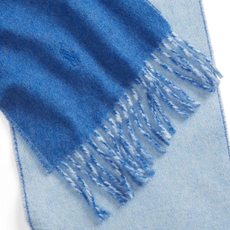 Polo Ralph Lauren - Reversible Wool Blend Scarf - Sky Blue & Light Blue