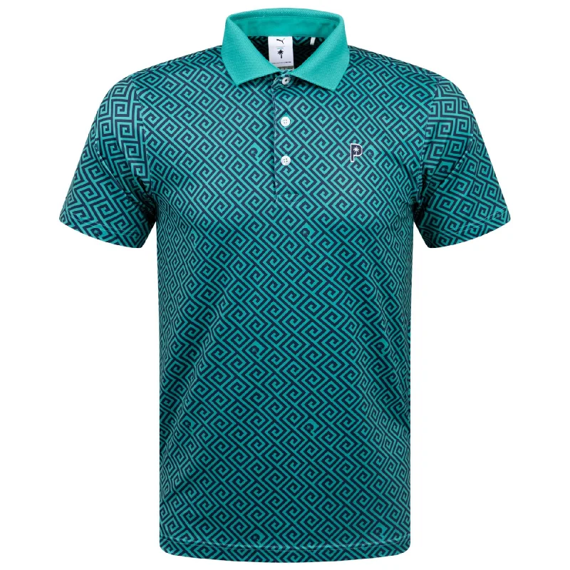 Men's plus size golf polo shirts in moisture wicking fabricx PTC Resort Polo Deep Navy/Sparkling Green - AW24